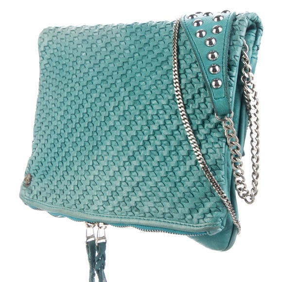 💙 Zadig & Voltaire Woven Leather Shoulder Bag – Teal 💙 - Picture 2 of 11